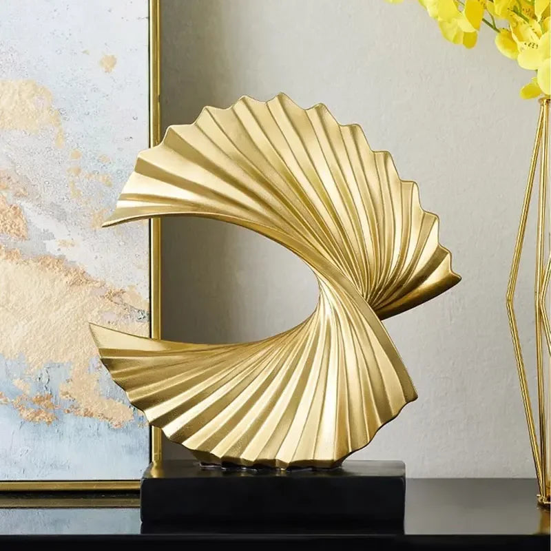 Decoration Sculpture Gold Modern Abstract Art Sculpture Resin Crafts Sculpture Ornaments Home Office Desk Decoration Accessories