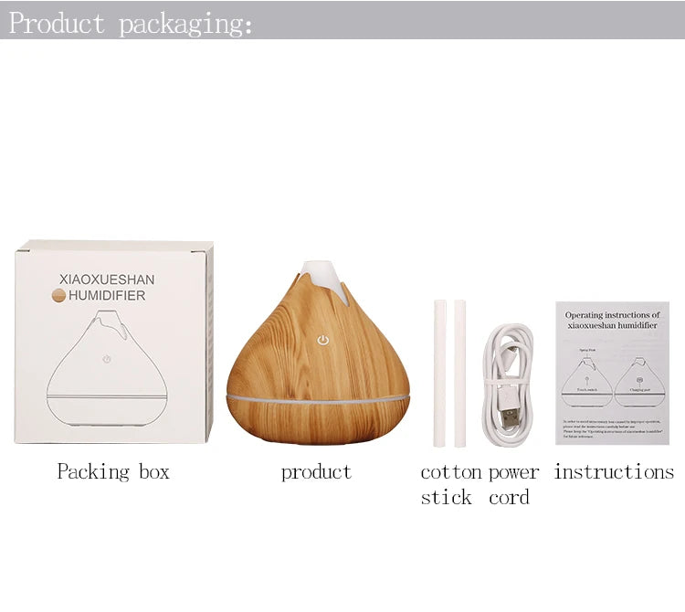 350ML USB aroma oil diffuser wood electric humidifier ultrasonic air humidifier mini aromatherapy LED light mist maker for home