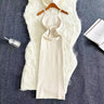 2024 Sexy Summer Knit Strap Dress Women Halter Elatic Waist Bodycon Sundress Female Beach Solid Maxi Long Dress - Lootquake