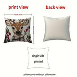 Charming Christmas Reindeer 18x18 Inch Throw Pillow Cover - Soft Short Plush with Zipper Closure for Bedroom & Living Room Decor
