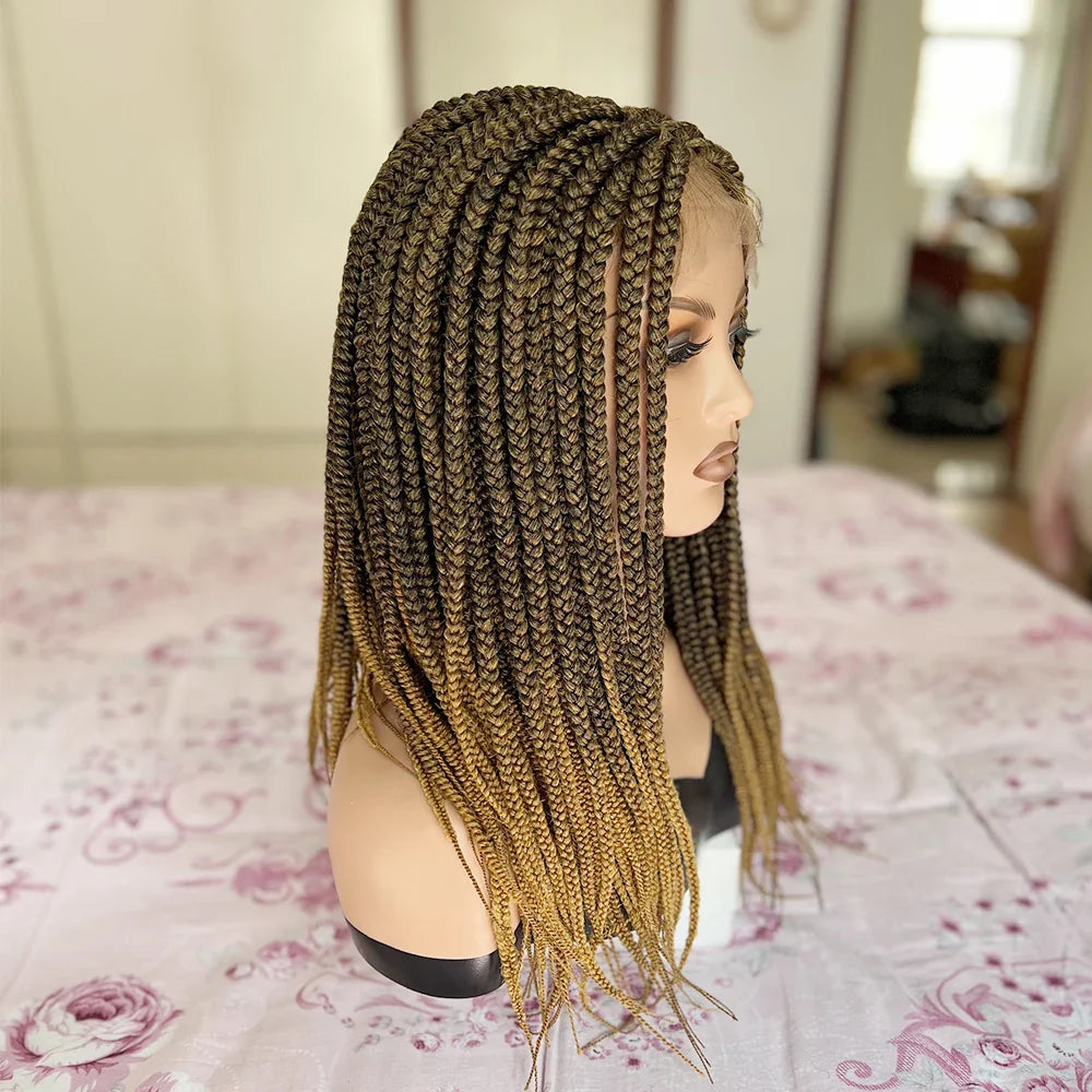 20-30 Inch Ombre Box Braids Wig | Lace Front | Short Braided Wigs for Black Women | High-Temperature Fiber