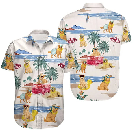 3D Full Print Hawaiian Dachshund Graphic Shirt For Men Summer Casual Button Up Surfing Beach Shirts Blusas Mens Oversize Tee Top - Lootquake