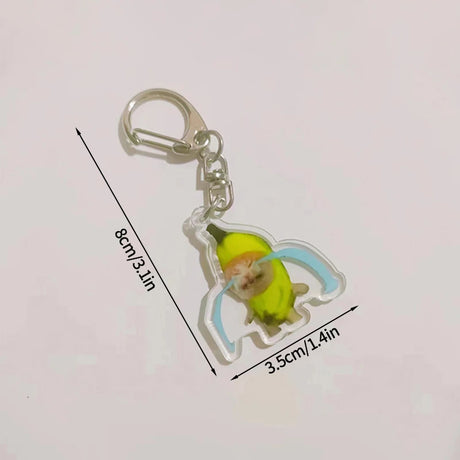 Funny Banana Cat Key Chain Creative Acrylic Happy Cats Schoolbag Pendant Bag Accessories DIY Mobile phone Lanyard Student Gift - Lootquake