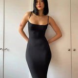 Dulzura Women 2025 Summer Party Club Evening Streetwear Bodycon Beach Basic Black Long Dress Wholesale Items For Business D22775