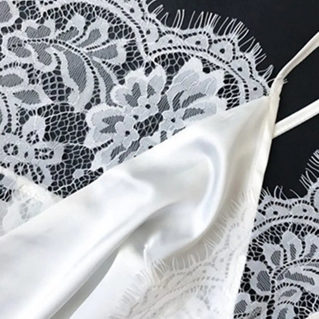 Women Sleepwear Satin Sexy Lace Pajamas Set Female Elegant Sleeveless Top And Shorts Nightgowns Bathing Suit Underwear Canisa - Lootquake