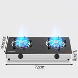 Estufa de gas de escritorio de doble placa de cocción para el hogar, cocina de fuego intenso con doble orificio y gas licuado natural.
