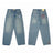 Streetwear Jeans Y2K Men Women Clothes Harajuku Hip Hop Letter Embroidered Vintage Blue Baggy Jeans High Waist Wide Leg Trousers - Lootquake