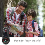 1 Pc Compass Thermometer Carabiner 3 in 1 Mini Compass Carabiner Clip Outdoor Hiking Survival Key Ring Double Sided Metal - Lootquake