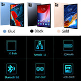 Nouvelle tablette Android 10,1 pouces mondiale avec huit cœurs, 4 Go 64 Go ROM, deux caméras, deux cartes SIM, tablette 3G, Android 11