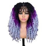 Blue Butterfly Locs Full Lace Braided Wigs For Women Crochet Hair Dreadlocks Meche Faux Locks Braids Extensions Synthetic Hair
