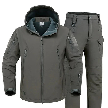 5XL Shark Skin Soft Shell Autumn and Winter Plush Thickened Mountaineering Tactics Training Breathable Windproof Charge Suit - Lootquake