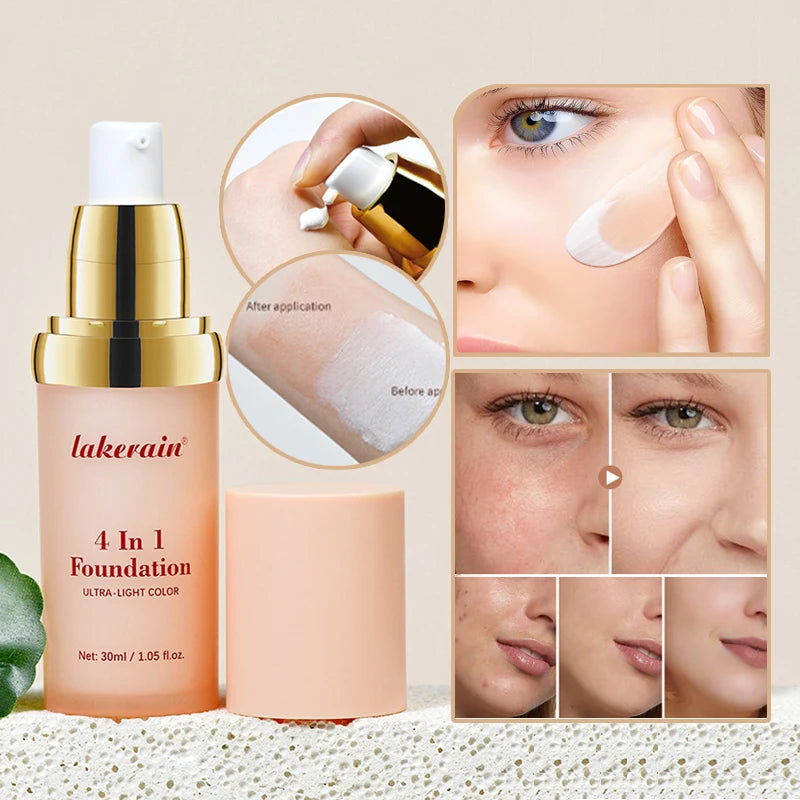 White Liquid Foundation Color Changing Foundation High Coverage SPF30 Sunscreen Concealer CC Cream Korean Makeup Base Cosmetic