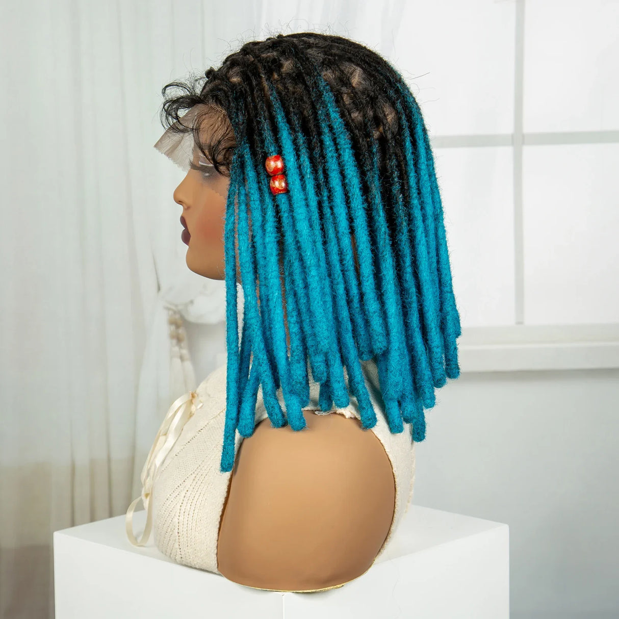 Blue Faux Locs & Knotless Braids Wig | Full Lace | Baby Hair | Dreadlock Style