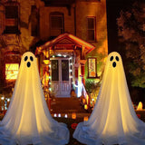 Spooky Ghost Decor Halloween Decorations Scary Standing Ghost Props with LED String Lights Outdoor Garden Yard Lawn Home Decor
