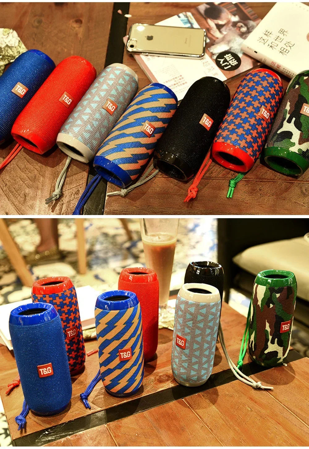 Enceinte Bluetooth TG117, enceinte portable sans fil, caisson de basses stéréo étanche pour l'extérieur, compatible avec radio TF