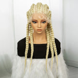 Blonde 613 Knotless Box Braids Wig | 24" Lace Front Cornrows & Baby Hair