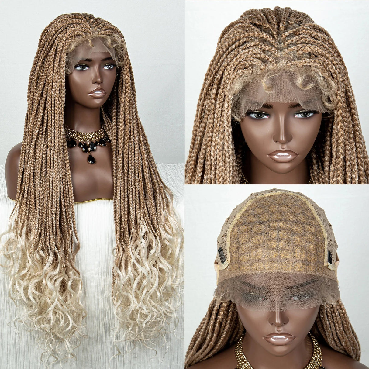 36" 613 Blonde Braided Wig | Lace Front | Baby Hair | Colored Braids