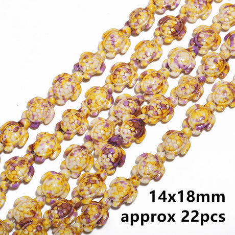 14x18mm 22pcs Sea Turtle Random Color Mix Natural Turquoise Stone Beads Bead for Jewelry Making DIY Ocean Series Bracelet - Lootquake