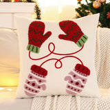 1 funda de almohada navideña con diseño de ciervo, guantes bordados de terciopelo, decoración navideña para sala de estar.
