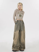 Autumn Winter New Ladies Cargo Jeans American Street Style Baggy Cargo Pants Women Blue Multi-pocket Wide Leg Jeans for Women - Lootquake