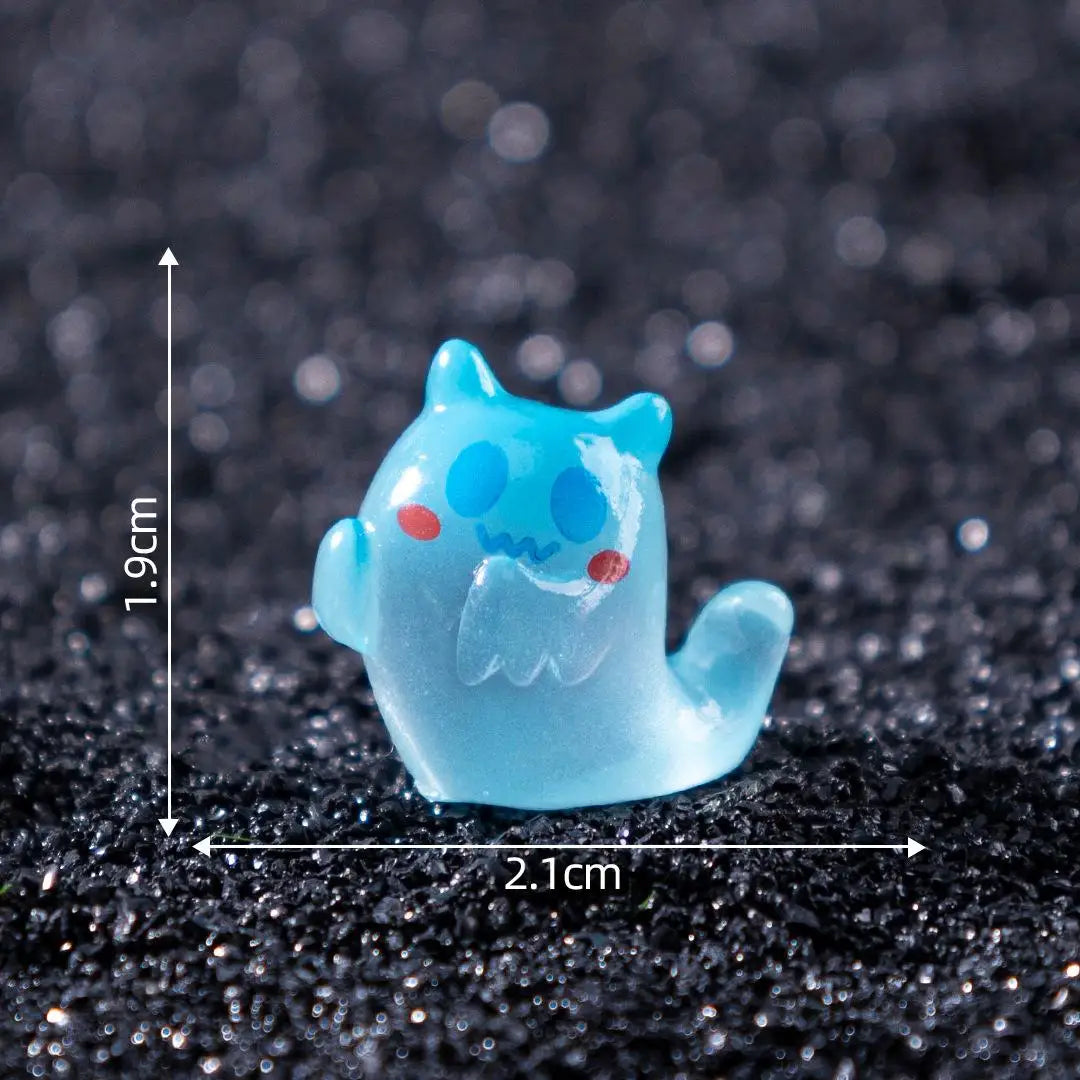 Cute Halloween Mini Luminous Ghost Miniature Landscape Ornaments Resin Diy Home Decorations Desktop Decor Crafts Party Gifts