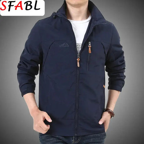 Outdoor Waterproof Jacket Men Breathable Quick Dry Hooded Jacket Coat Windbreaker Jacket Men Multi-Pockets Summer Windbreaker - Lootquake