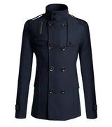 Men Slim Fit Woolen Coats Solid Color Male Casual Long Sleeve Outerwear Autumn Winter Double Breasted Mid Length Windbreaker - Lootquake