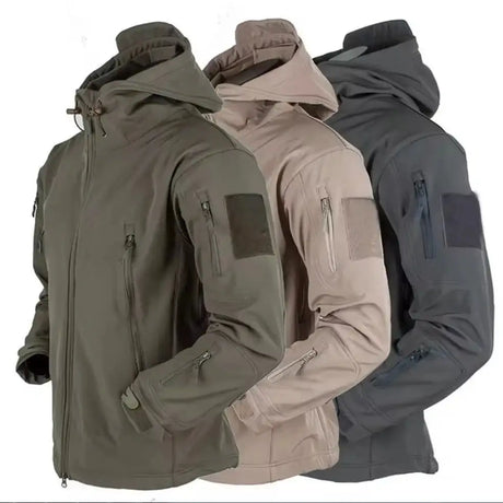 2024 New Outdoor Jackets Men Shark Skin Soft Shell Tactical Waterproof Windbreaker Jacket Mens Hooded Bomber Coats Hiking - Lootquake