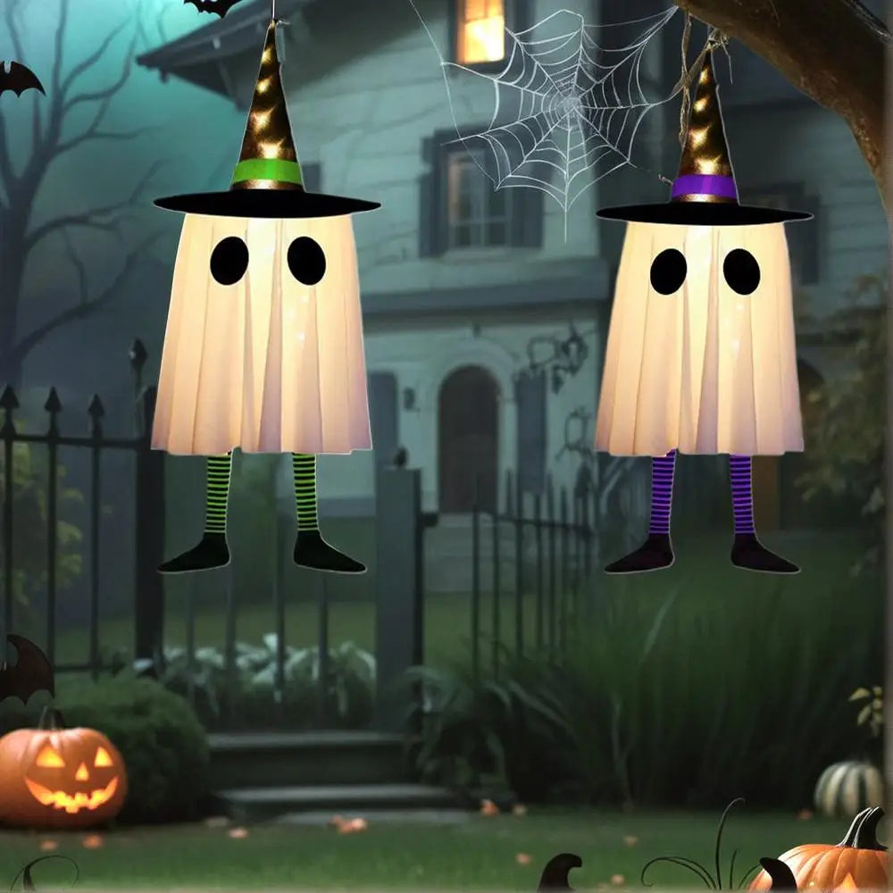 LED Witch Hat Halloween Decor - Glowing Hanging Ornament, Spooky Party Decoration for Haunted House & Witchcraft Theme