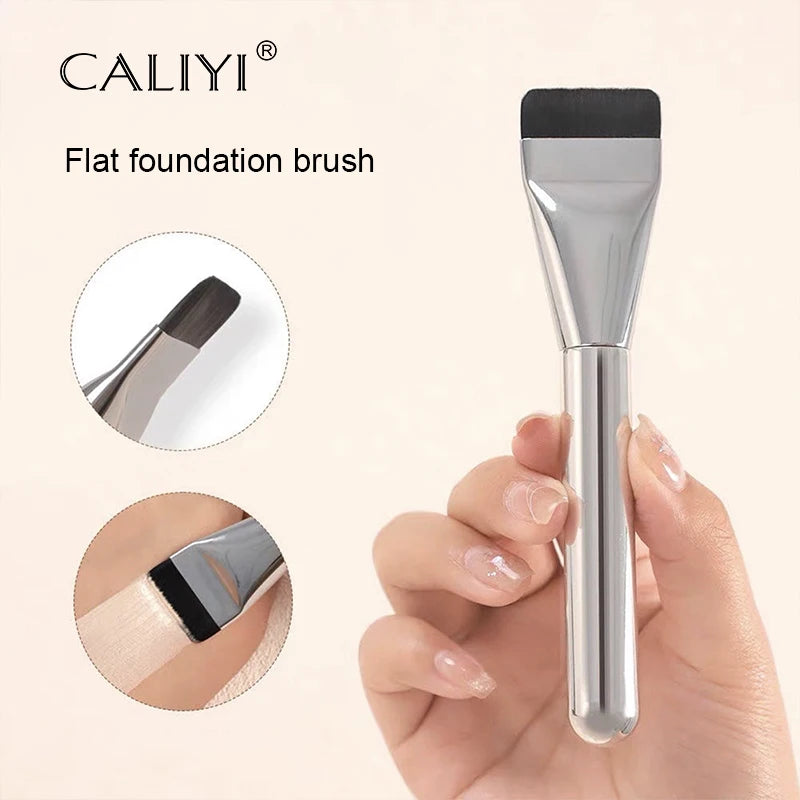 Brocha de base de cabeza plana, 1/3 ud., ultrafina, sin marcas, para maquillaje, herramientas cosméticas.