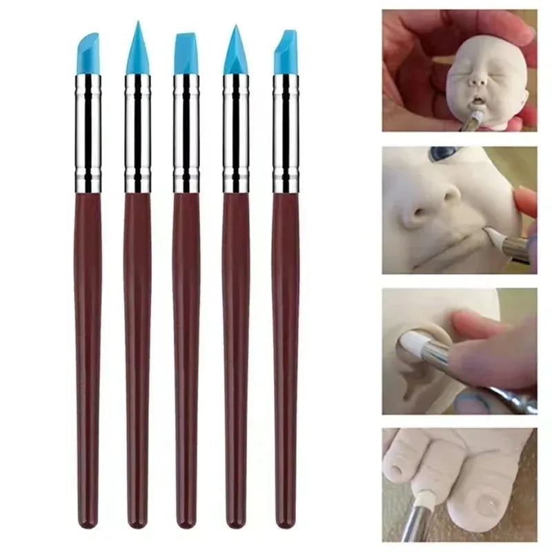 5Pcs Silicone Clay Sculpting Tool, Modeling Tool & Pottery Craft use for DIY Handicraft, Silicone Brush, Sculpture Pottery Make