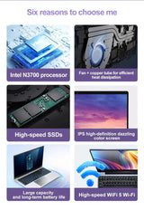 15.6" Ultra Slim Laptop 16GB RAM 2TB SSD Intel N3700 Notebook Gamer  1920*1080  Display Office Study Computer PC Windows 11 Pro - Lootquake