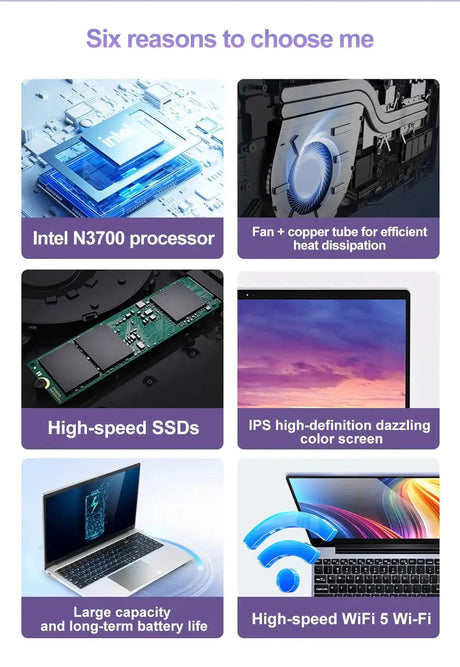 15.6" Ultra Slim Laptop 16GB RAM 2TB SSD Intel N3700 Notebook Gamer  1920*1080  Display Office Study Computer PC Windows 11 Pro - Lootquake