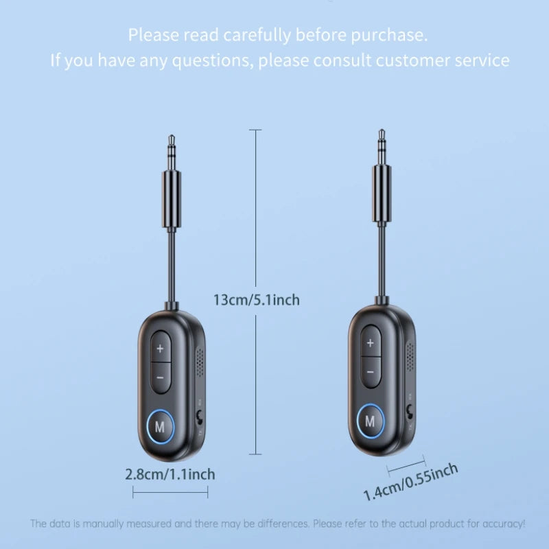 Receptor y transmisor de audio Bluetooth 5.3 con conector auxiliar de 3,5 mm para avión, adaptador USB inalámbrico para TV, PC, auriculares, kit de coche y altavoz.