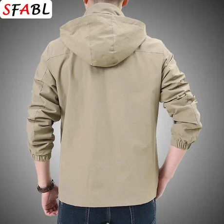 Outdoor Waterproof Jacket Men Breathable Quick Dry Hooded Jacket Coat Windbreaker Jacket Men Multi-Pockets Summer Windbreaker - Lootquake