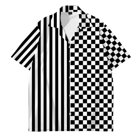 Mens Designer Clothes Black and White Dot Print Shirts Oversized Summer Travel Hawaii Beach Hawaiian Harajuku Camisa Masculino - Lootquake