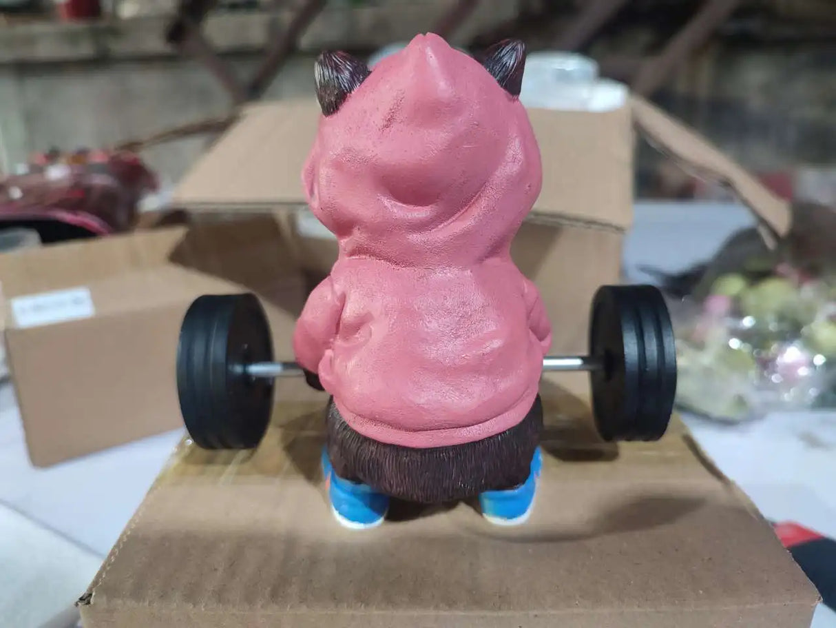 Sculpture de chat fitness mignon, dessin animé, résine 3D, artisanat, bijoux pour la maison, ornements, meuble TV, armoire à vin simple, cadeau de Saint-Valentin