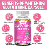 Cápsulas de colágeno con glutatión: aclaran la piel y previenen el envejecimiento. Favorecen la salud del cabello, la piel y las uñas. Sin OMG. Suplemento de glutatión.