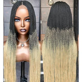 28" Micro Twist Braided Wig | 1B Black | Front Lace | Glueless | Petite Cap | For Black Women