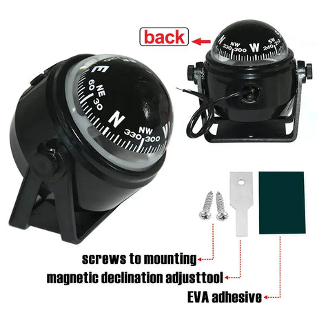 Navigation Car Compass For Marine Car Boat Pivoting Electronic LED Light Guide Ball Vehicle Navigation Tool Compass Accessories - Lootquake