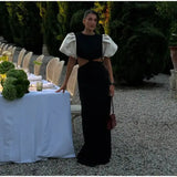 Elegant Puff Sleeve Long Dress For Women 2025 Sexy Hollow Out Waist Evening Party Dresses Female Vacation Lady Chic Beach Robe - Lootquake