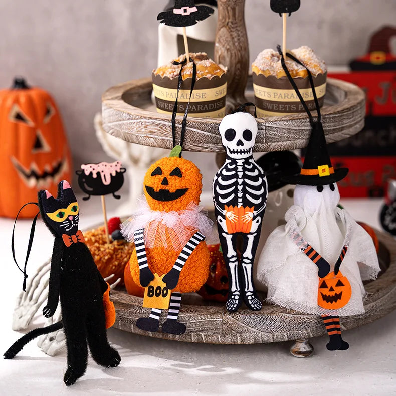 DIY Halloween Hanging Ornaments Fabric Pumpkin Ghost Skull Bewitching Decor Home Party Spooky Season