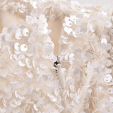 Sequined Party Dresses For Women Removable Sleeve O-neck Slim Long Dress Female 2025 Elegant White Lady Sexy Evening Vestidos - Lootquake