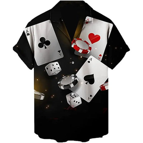 Men's 2024 Casual 3D Shirts Playing Card Printed Fun Shirts Street men's Summer Short Sleeved Clothing Men's Outdoor Clothing - Lootquake