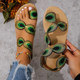 Yellow Embroidered Faux Flower Fashion Sandals Flat Plus Size 43 Summer Outdoor Beach Shoes Travel Mom Shoes - Lootquake