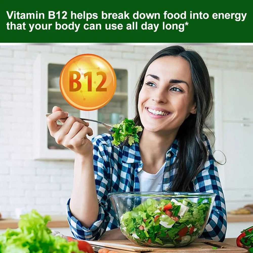 Vitamina B12: mejora el estado de ánimo, fortalece el cerebro, fortalece el sistema nervioso, aumenta la energía, promueve el metabolismo y mantiene la salud cardíaca.