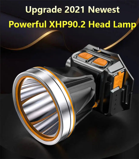 New High Power 300000 LM Powerful Led Headlamp Built-in Battery Headlight Waterproof USB Rechargeable Flashlight Head Torch - Lootquake