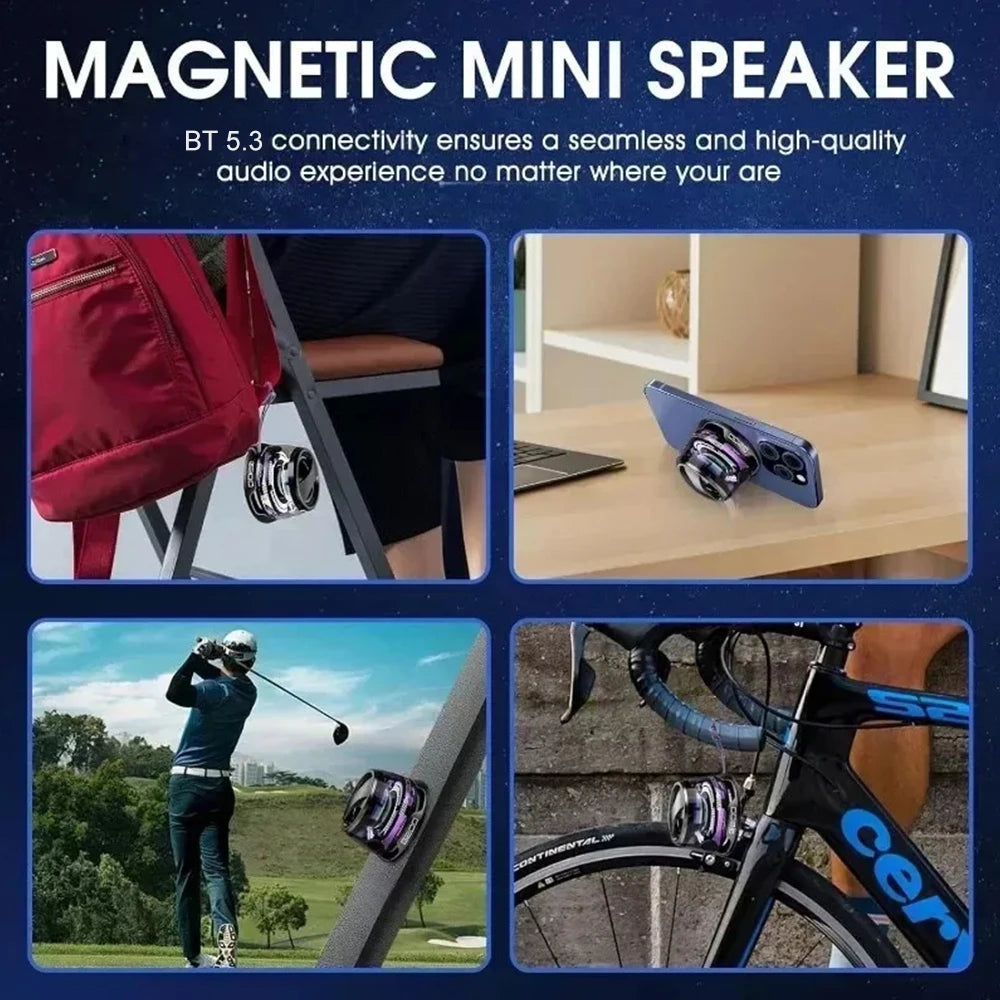 Enceinte Bluetooth portable G200, éclairage RGB, haut-parleur magnétique BT5.3, mini caisson de basses, autonomie de 7 heures, support pour téléphone