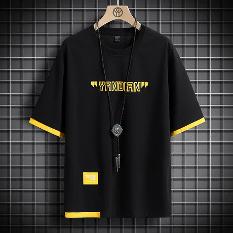 Hip Hop Loose Mens Streetwear T-shirts Casual Classic 2023 Summer Short Sleeves Black White Tshirt Tees Plus Oversize 5XL 6XL - Lootquake