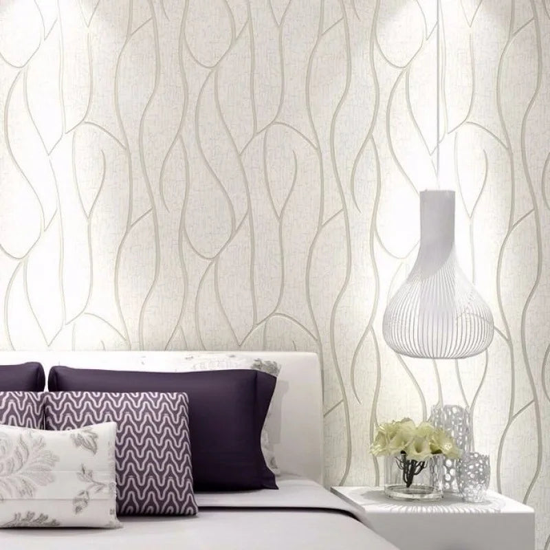 Papier peint décoratif pour chambre à coucher, 53 cm, autocollants muraux épais, rayures courbes, résistant à l'humidité, non tissé, style européen moderne